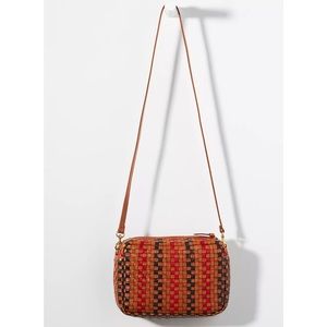 CLARE V. Marisol Crossbody Bag Woven Brown Checkerboard Checkered